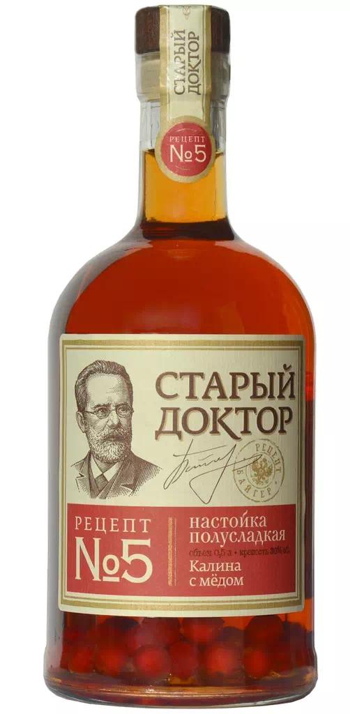 Настойка полусладкая Старый Доктор "Рецепт №5" Калина с Мёдом